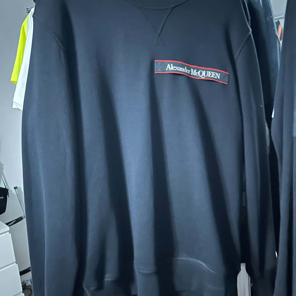 Alexander McQueen Black logo-tape cotton sweatshirt